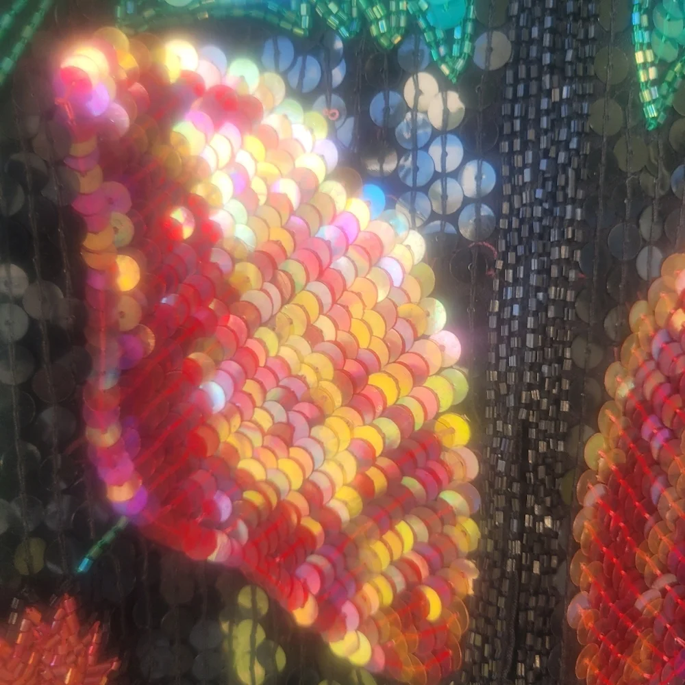 Scala Vintage Colorful Beaded  Floral Silk Statement  Jacket - Picture 6 of 10
